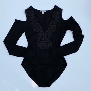Black Floral Lace Bodysuit